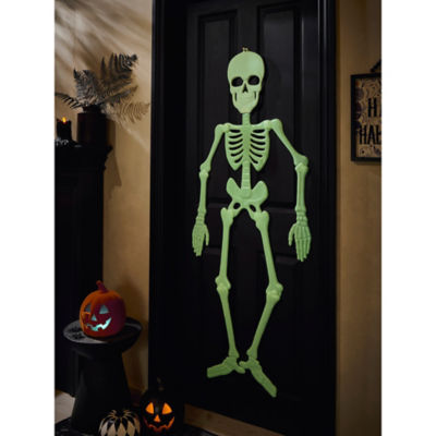 Halloween flat 5ft skeleton decoration in multi-coloured PP, UK version