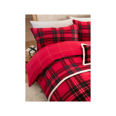 George Home duvet set red check brushed cotton double, UK version