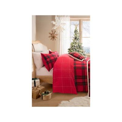 George Home duvet set red check brushed cotton double, UK version