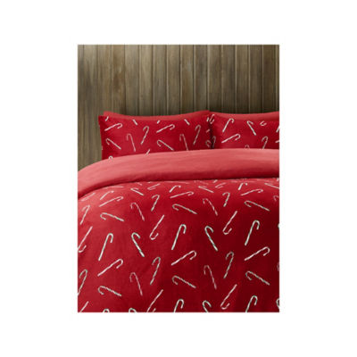 Candy Cane duvet set double red flannel - British product