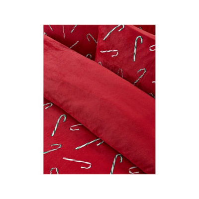 Candy Cane duvet set double red flannel - British product
