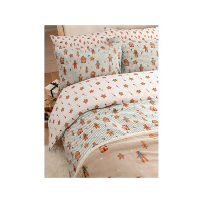 Festive gingerbread stripe duvet set double (British brand)