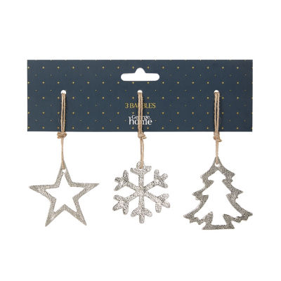 GH silver toned aluminium baubles (British brand)