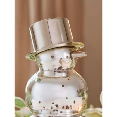 Silver-tone glass Christmas snowman decoration, UK version