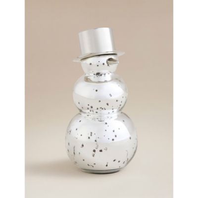 Silver-tone glass Christmas snowman decoration, UK version