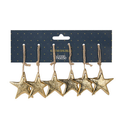 GH gold toned metal star baubles Christmas tree decoration (British brand)