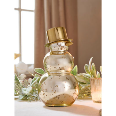 Gold-tone glass snowman decoration 21x11x11cm, imported from the UK