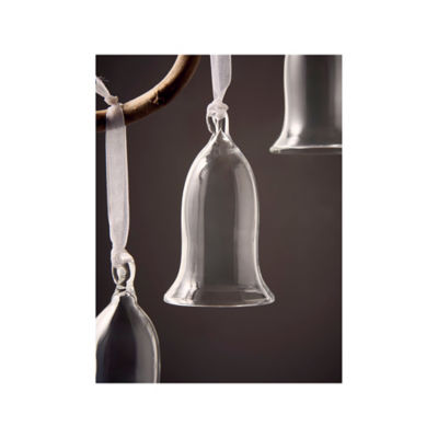 Clear glass bell baubles set of 6 - British product