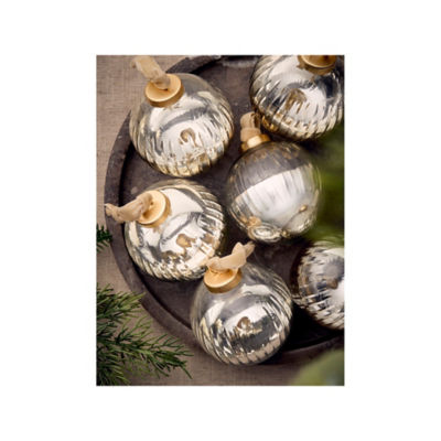 Silver gold glass baubles set of 6 8cm, UK version