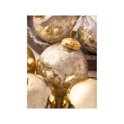 GH gold glass baubles set of 6 for Christmas tree decorations (British brand)