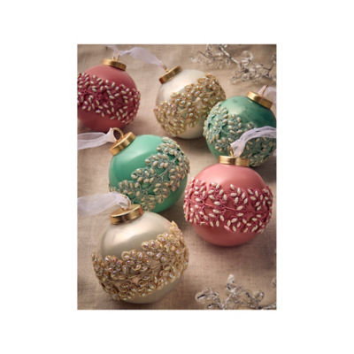 GH glass baubles set of 6 multi-coloured 7.5cm (British brand)