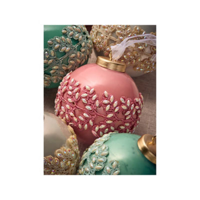 GH glass baubles set of 6 multi-coloured 7.5cm (British brand)