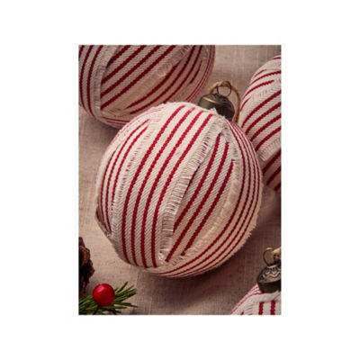 Christmas baubles red and white stripe pack of 4 - British product