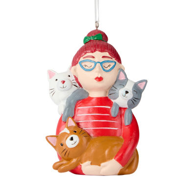 GH cat lady bauble polyresin Christmas ornament, imported from the UK