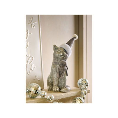 GH resin cat silver-tone decoration 28cm, imported from the UK