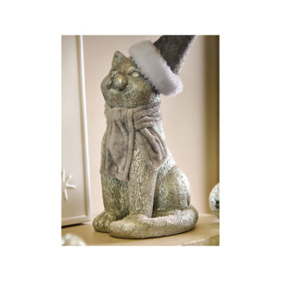 GH resin cat silver-tone decoration 28cm, imported from the UK