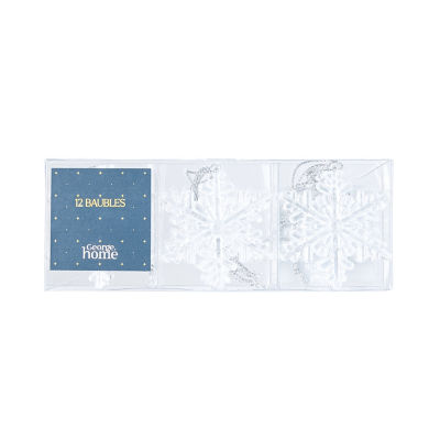 GH clear snowflake star baubles 12 pack, imported from the UK