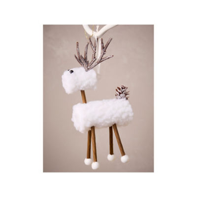 White reindeer baubles set of 4, tree decoration, UK version