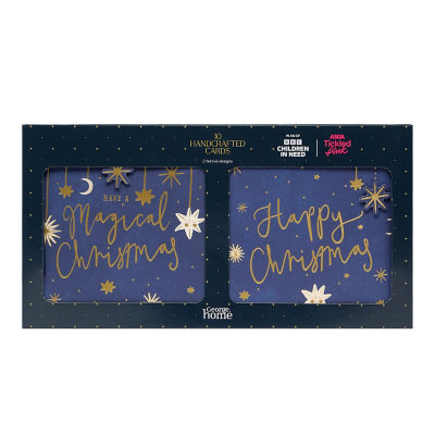 Handcrafted Christmas cards with stars and moon 10 pack (British brand)