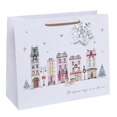 Pretty Houses large landscape Christmas gift bag (British brand)
