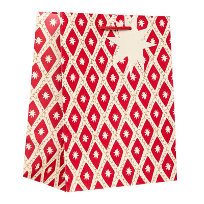 Red cream diamond star medium gift bag, imported from the UK