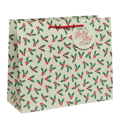 Green Holly large landscape gift bag - British product