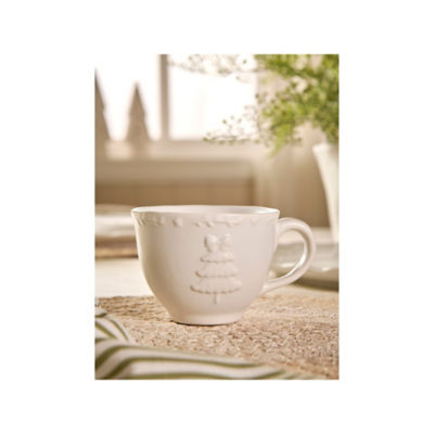 Stacey Solomon white Christmas tree textured mug, imported from the UK