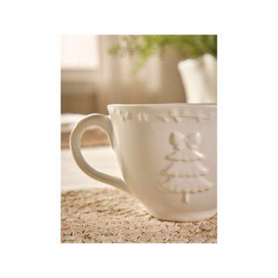 Stacey Solomon white Christmas tree textured mug, imported from the UK