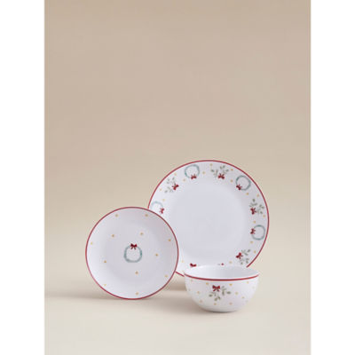 White wreath 12-piece dinner set, imported from the UK
