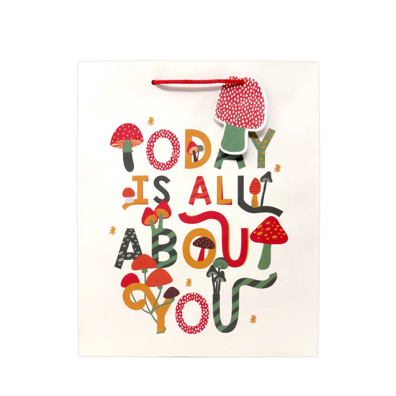 Toadstool large gift bag with toadstool-shaped tag, UK version