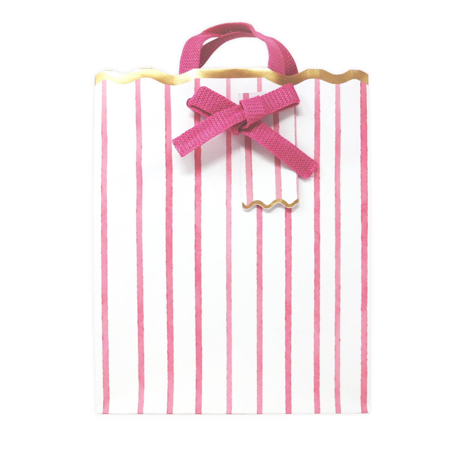 George Home pink stripes and bow medium gift bag - British product