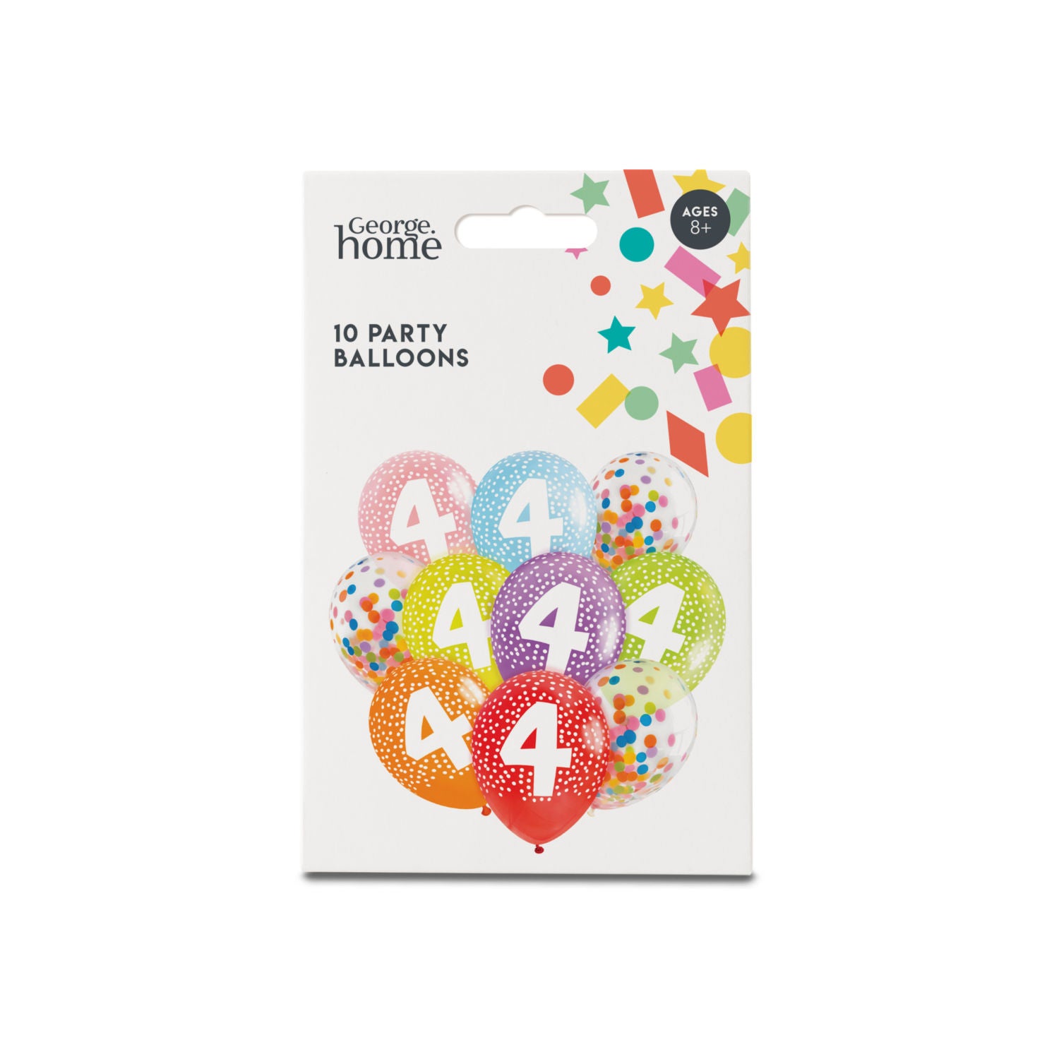 Age 4 party balloons 10-pack (British brand)