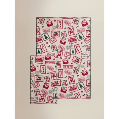 Christmas postcard hand towel multi-coloured 50x90cm (British brand)