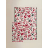 Christmas postcard hand towel multi-coloured 50x90cm (British brand)