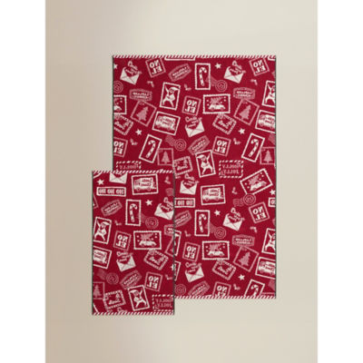 Christmas postcard hand towel multi-coloured 50x90cm (British brand)