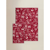 Christmas postcard hand towel multi-coloured 50x90cm (British brand)