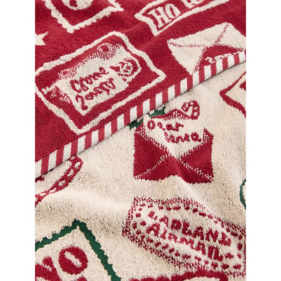 Christmas postcard hand towel multi-coloured 50x90cm (British brand)