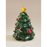 Christmas tree ceramic lidded pot green 11x11x15cm, imported from the UK