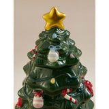 Christmas tree ceramic lidded pot green 11x11x15cm, imported from the UK