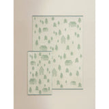 Green & White hand towel trees and houses design 50x90cm, UK version
