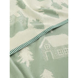 Green & White hand towel trees and houses design 50x90cm, UK version