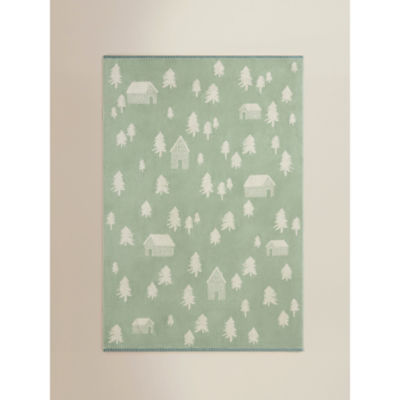 Festive bath sheet trees houses green white 100x150cm (British brand)