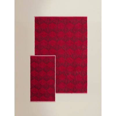 Red and white festive baubles cotton hand towel 50x90cm - British product