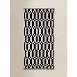 Black and white diamond geometric cotton bath towel, UK version