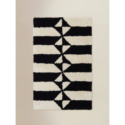 Black and white geometric cotton bath mat 50x80cm (British brand)