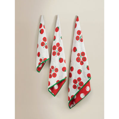 Red Tomato cotton bath towel with tomato design (British brand)