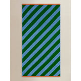 Green and blue diagonal stripe cotton hand towel, imported from the UK