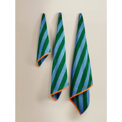 ASDA Green & Blue Diagonal Stripe Cotton Bath Towel- Buy online at McGrocer
