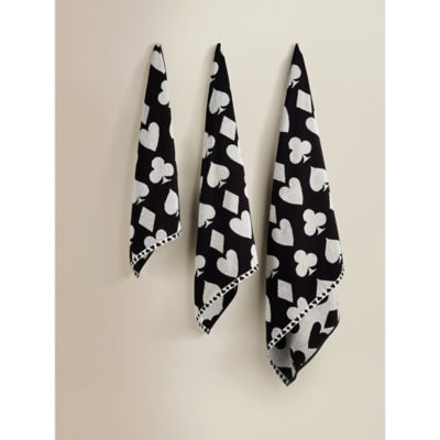 Black white playing cards cotton bath towel - British product