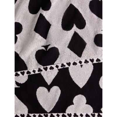Black white playing cards cotton bath towel - British product